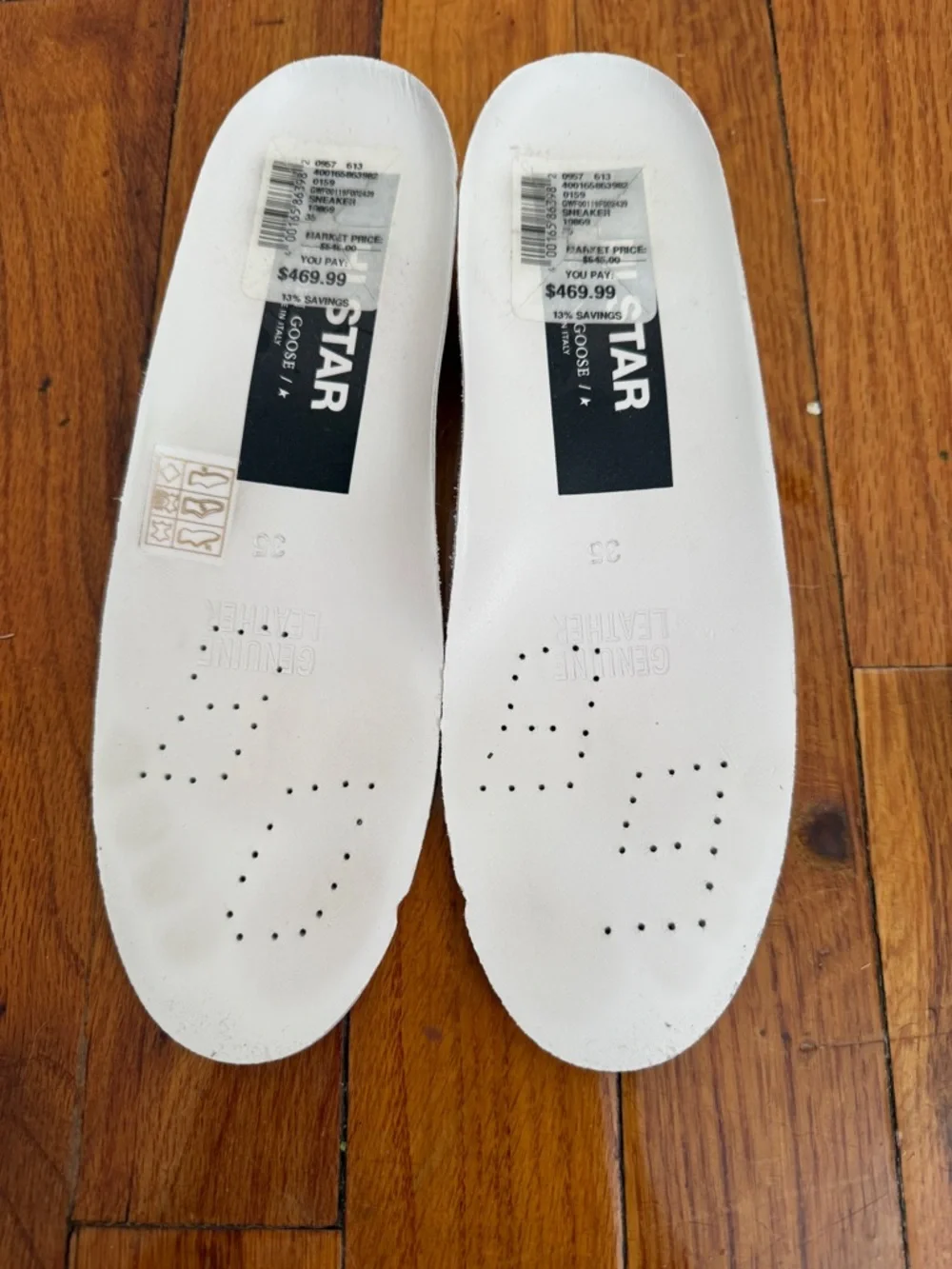 Golden Goose Hi Star White Leather Low-Top Sneakers with Tan Heel Accent - Picture 8 of 10